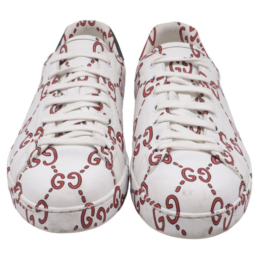 Gucci Ace GG Print Low Top Sneakers in White Leather